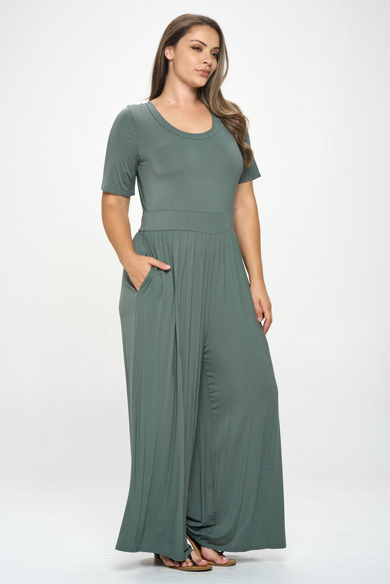 Jana Plus Size Short Sleeve Knit Jumpsuit