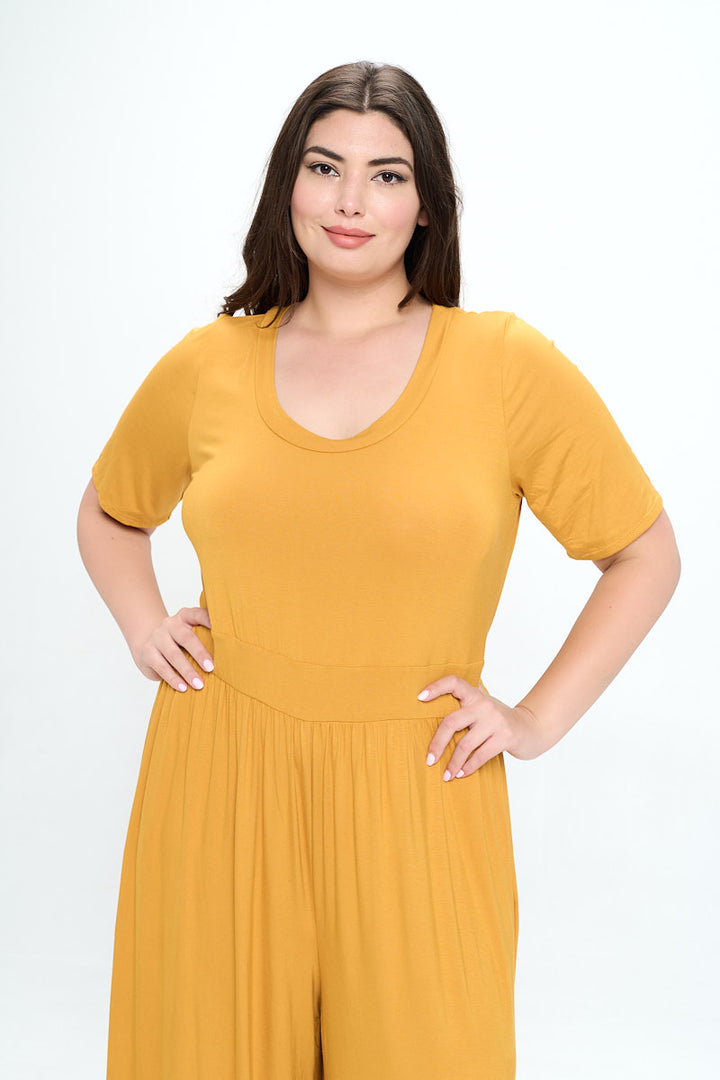 Jana Plus Size Short Sleeve Knit Jumpsuit