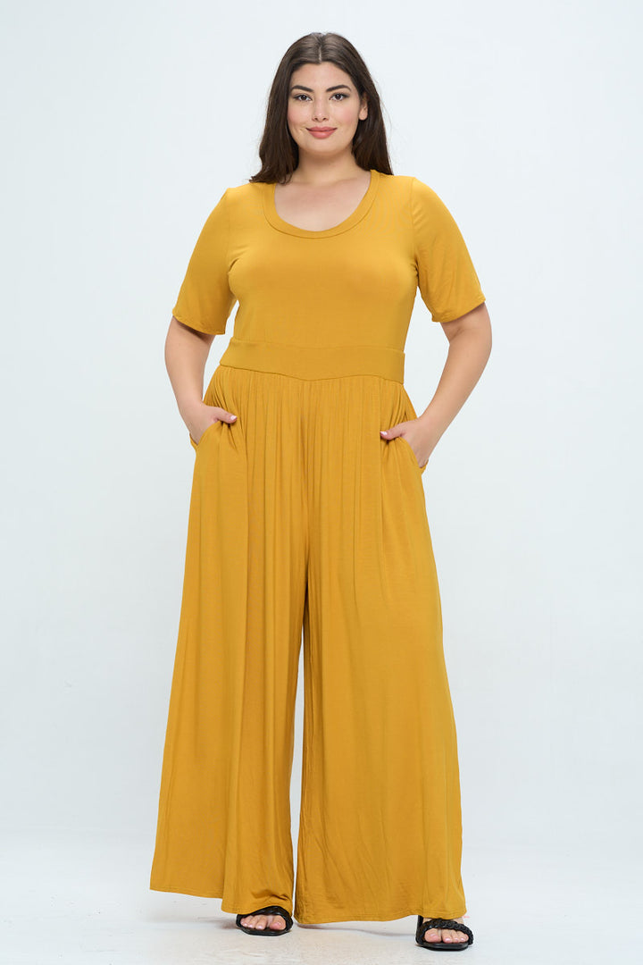 Jana Plus Size Short Sleeve Knit Jumpsuit