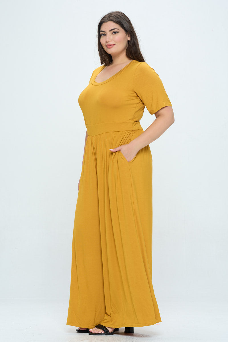 Jana Plus Size Short Sleeve Knit Jumpsuit