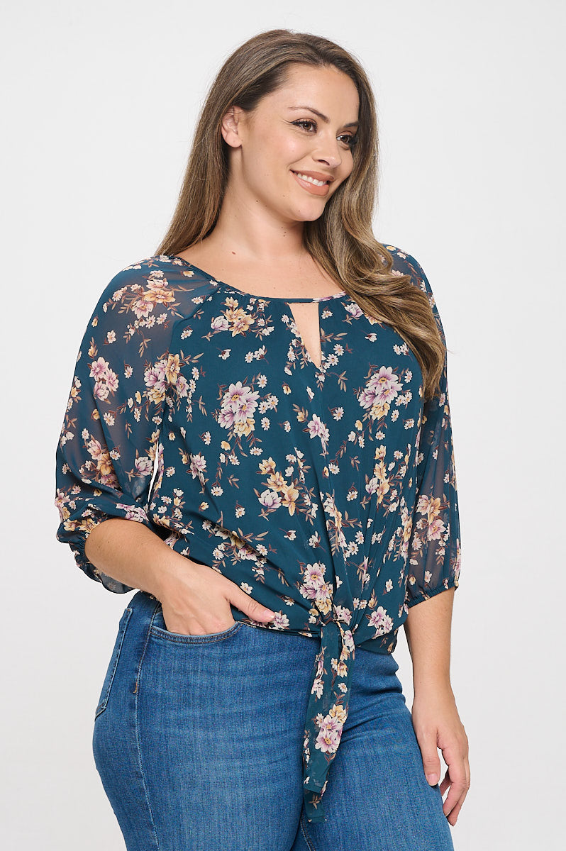 Veronica Plus Size Tie Front Blouse