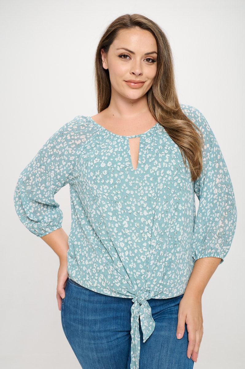 Veronica Plus Size Tie Front Blouse