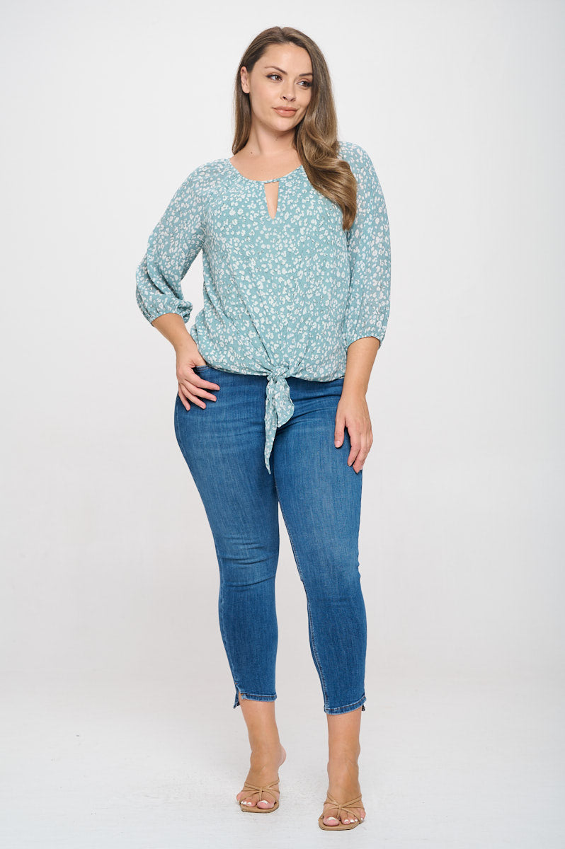 Veronica Plus Size Tie Front Blouse