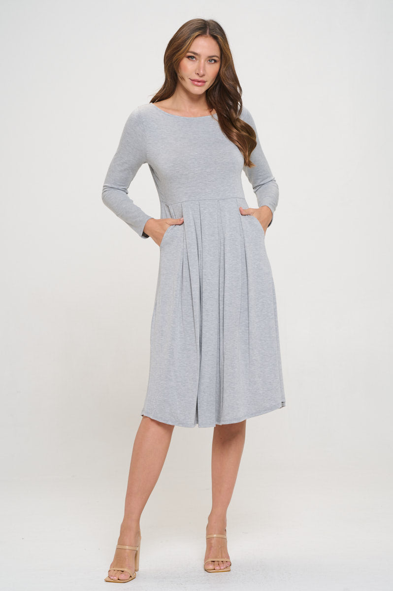 Charlee Long Sleeve A-line Knit Dress with Pockets