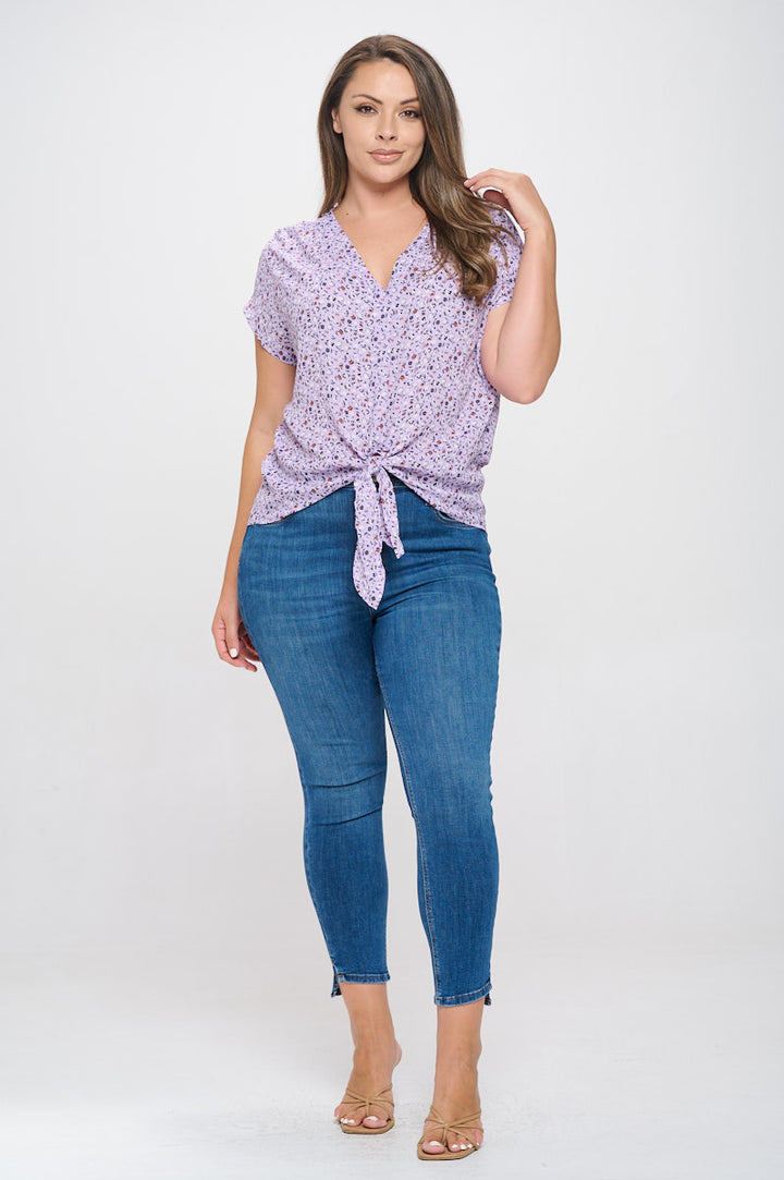 Ana Plus Size Tie Front Top