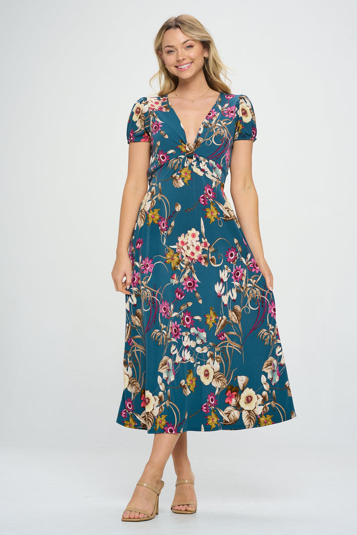 Haven Short Sleeve Printed Midi Dress