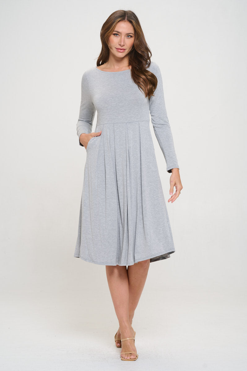 Charlee Long Sleeve A-line Knit Dress with Pockets