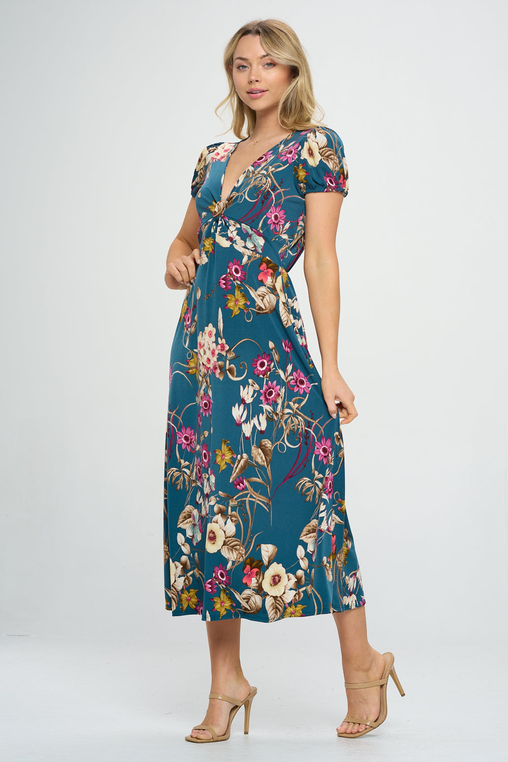 Haven Short Sleeve Printed Midi Dress