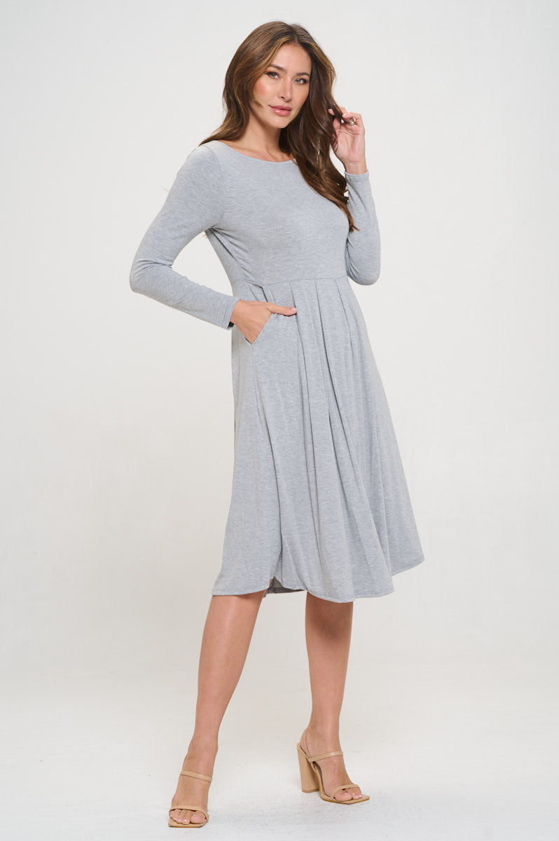 Charlee Long Sleeve A-line Knit Dress with Pockets