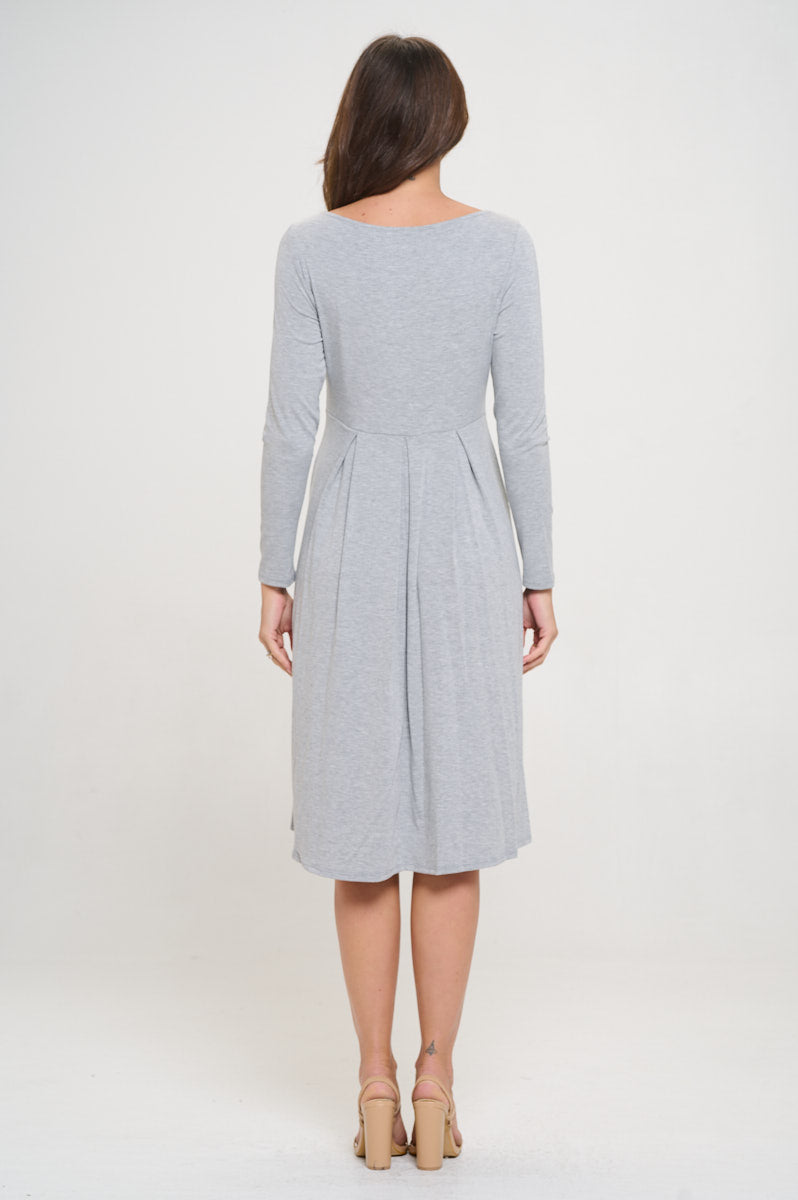 Charlee Long Sleeve A-line Knit Dress with Pockets