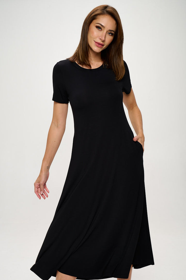 Jenesis Crewneck T-Shirt A-line Dress with Pockets