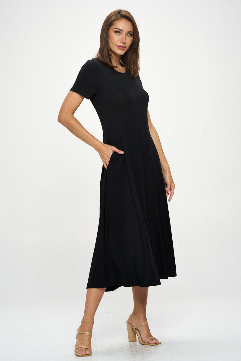 Jenesis Crewneck T-Shirt A-line Dress with Pockets