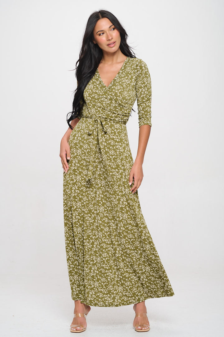 Grace Faux-Wrap Maxi Dress with Tie Waist