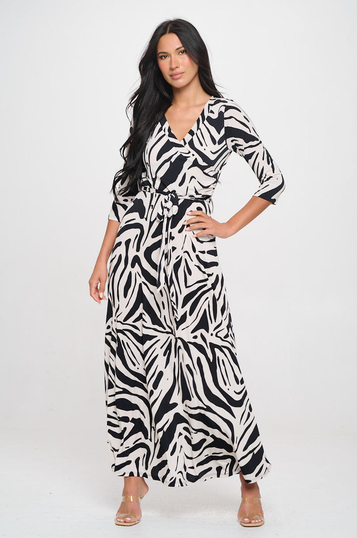 Grace Faux-Wrap Maxi Dress with Tie Waist