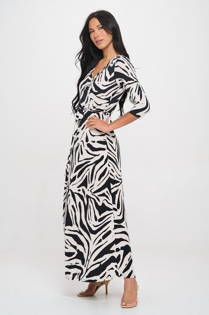 Grace Faux-Wrap Maxi Dress with Tie Waist