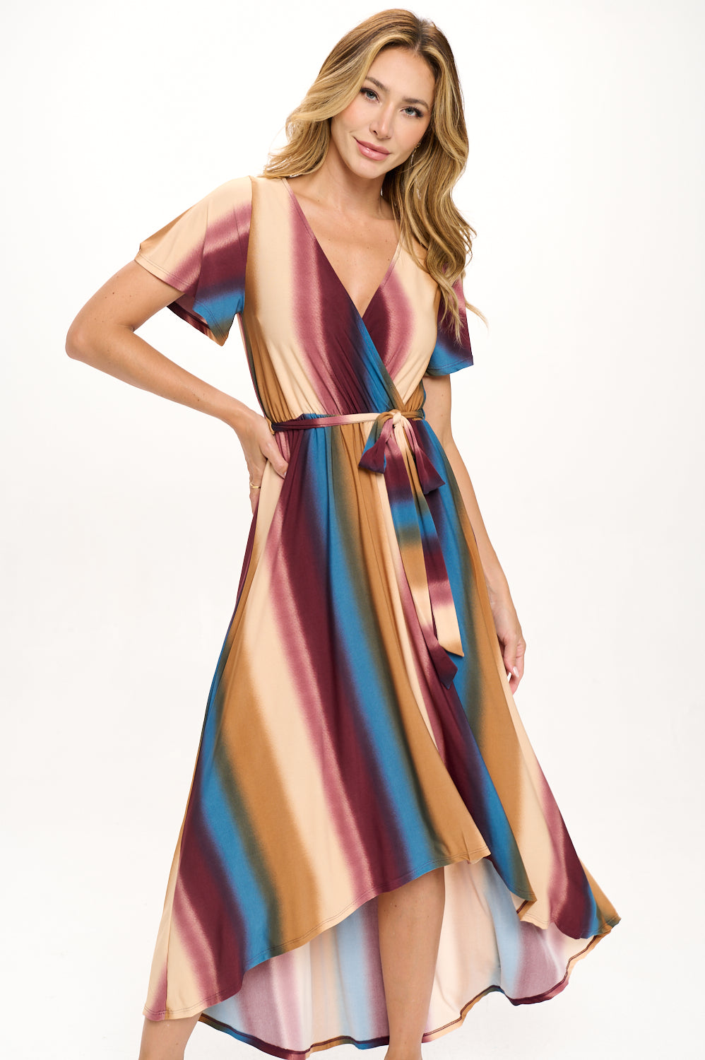 Georgia Faux Wrap Hi-Lo Dress