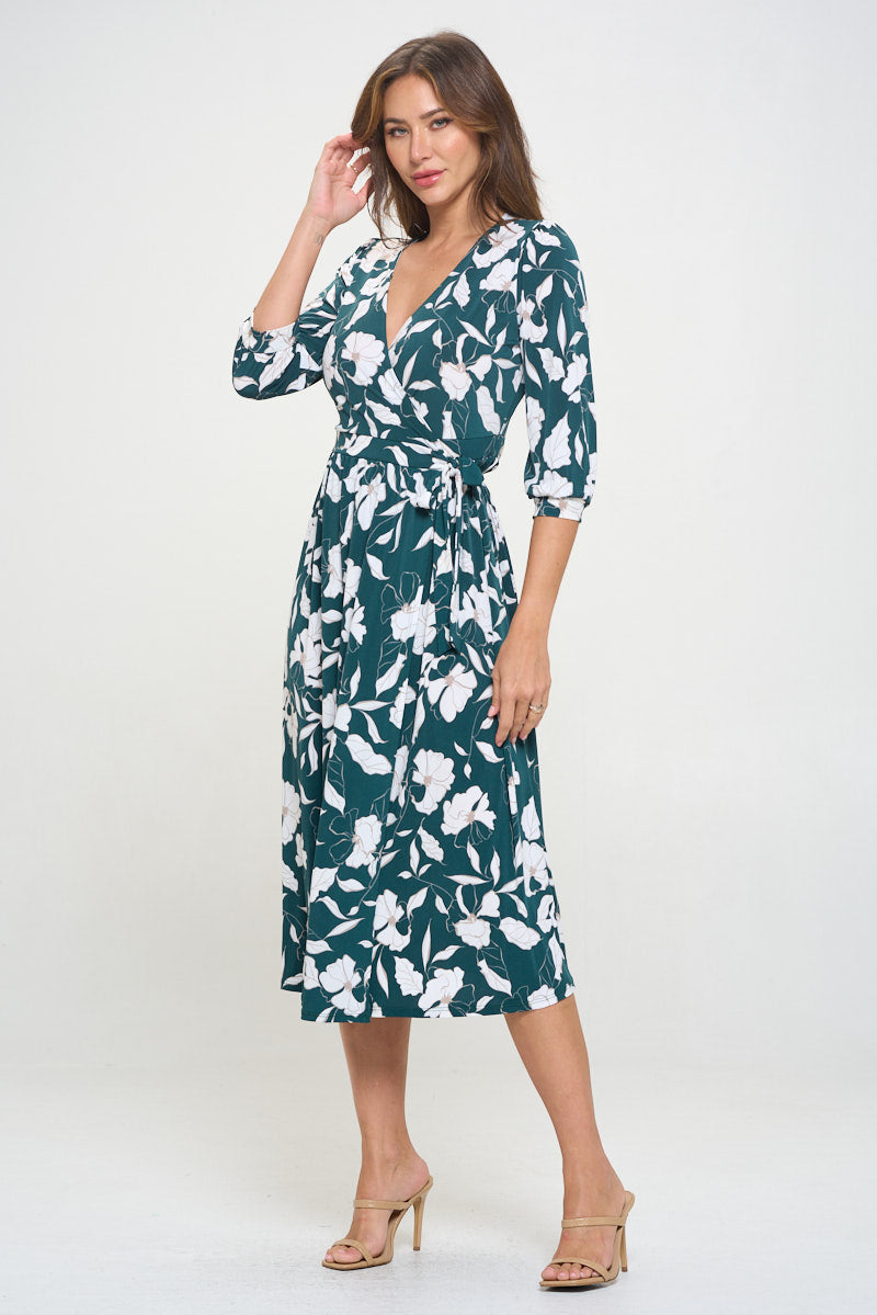 Hadley Three Quarter Sleeve Full Wrap Dress