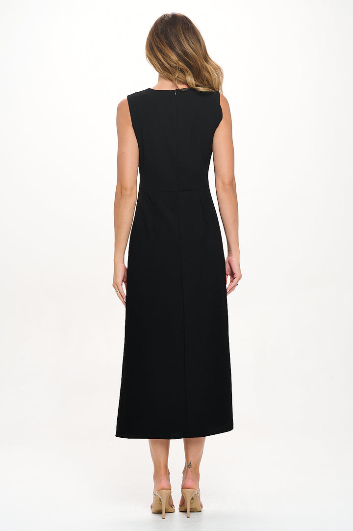 Gloria Sleeveless Side Ruched Midi Dress