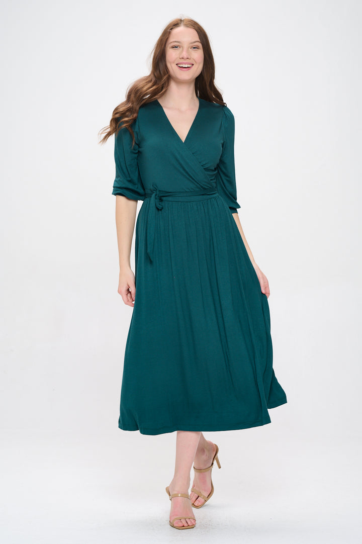 Hadley Three Quarter Sleeve Full Wrap Dress