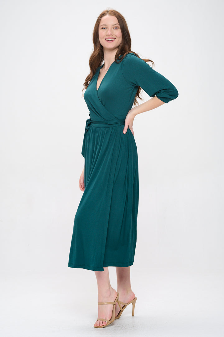 Hadley Three Quarter Sleeve Full Wrap Dress