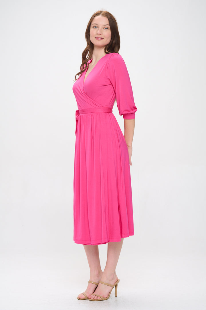 Hadley Three Quarter Sleeve Full Wrap Dress