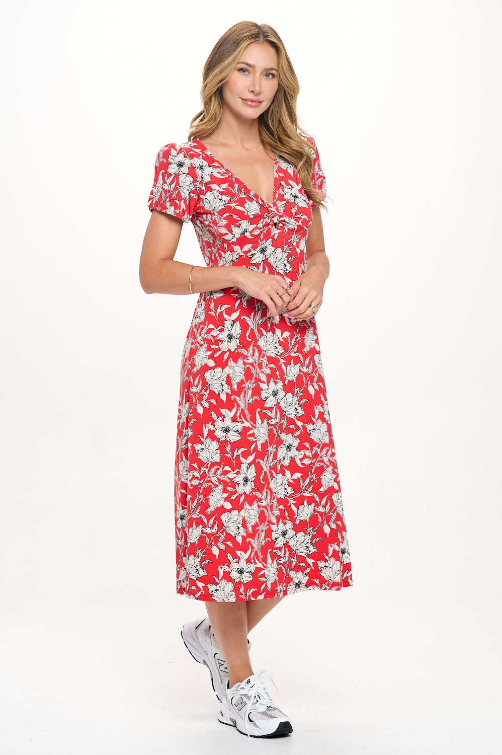 Haven Short Sleeve Printed Midi Dress