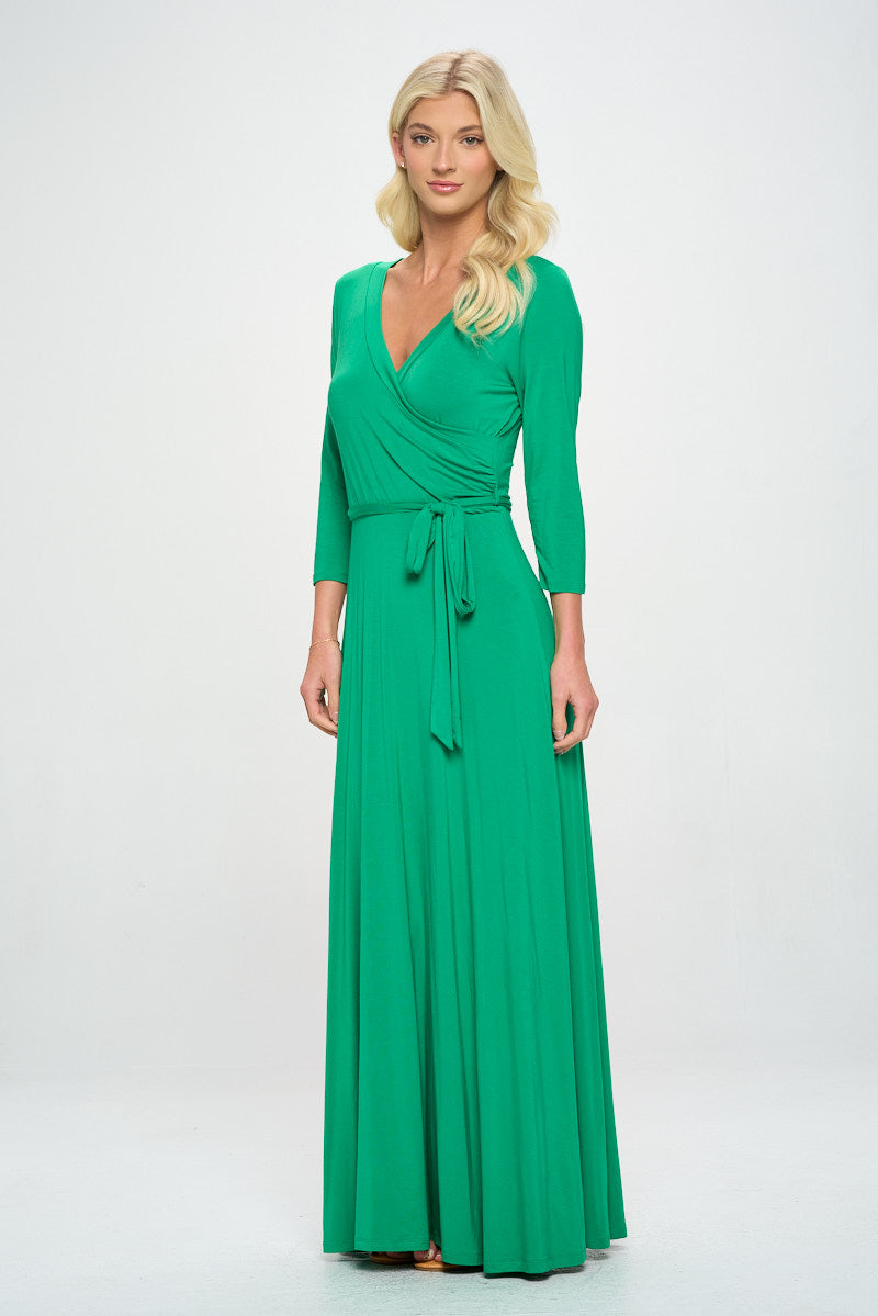 Grace Faux-Wrap Maxi Dress with Tie Waist