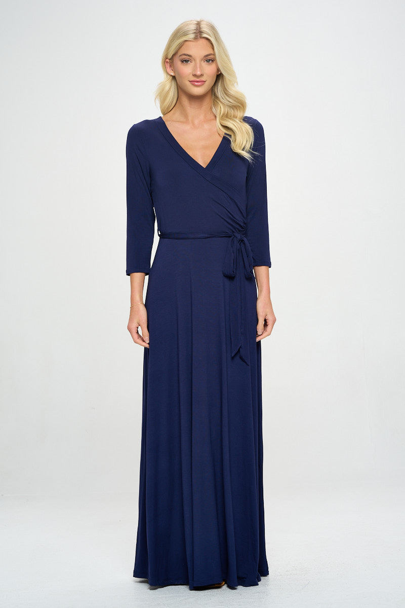 Grace Faux-Wrap Maxi Dress with Tie Waist