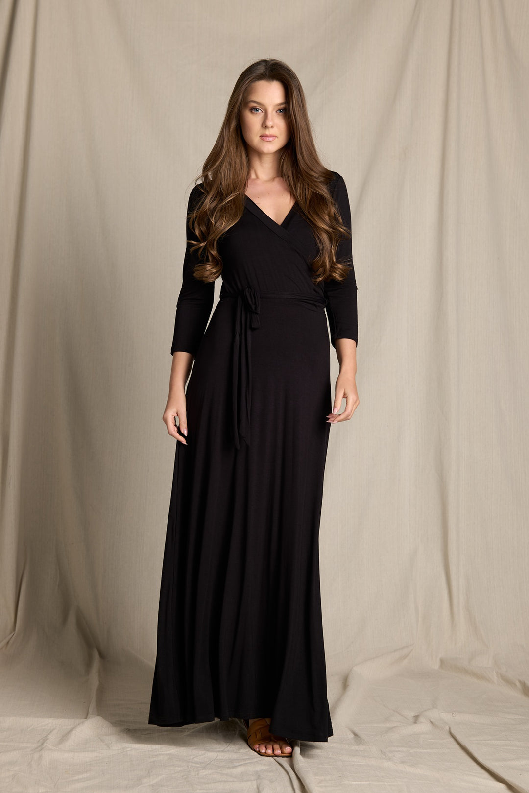 Grace Faux-Wrap Maxi Dress with Tie Waist