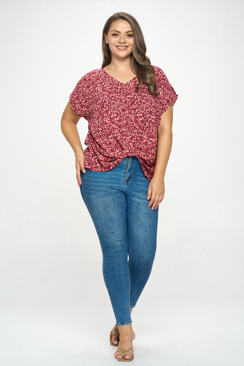 Leah Plus Size Short Sleeve Woven Top