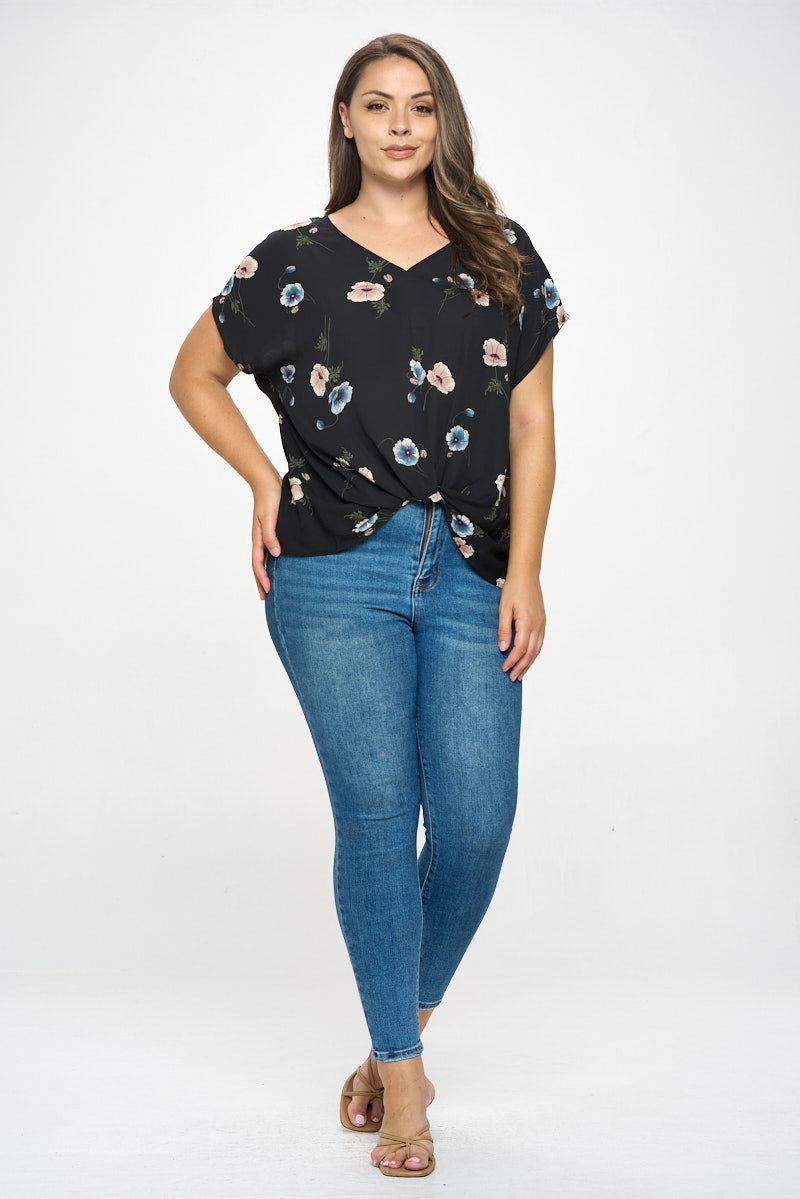 Leah Plus Size Short Sleeve Woven Top