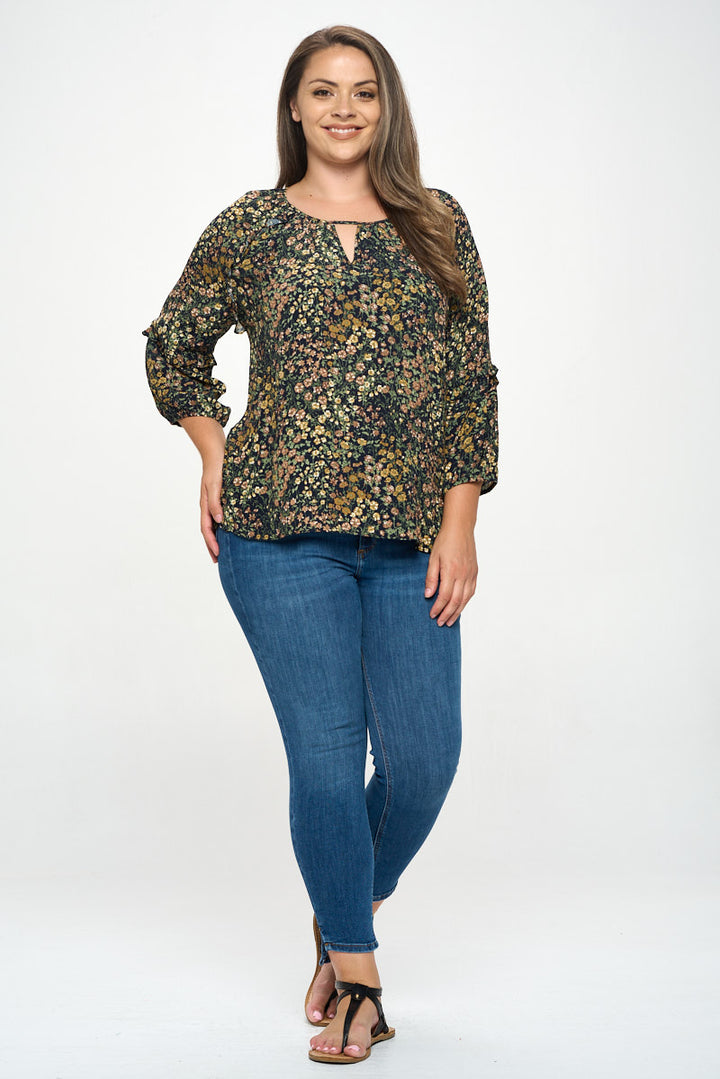 Paislee Plus Size Ruffle Sleeve Woven Blouse