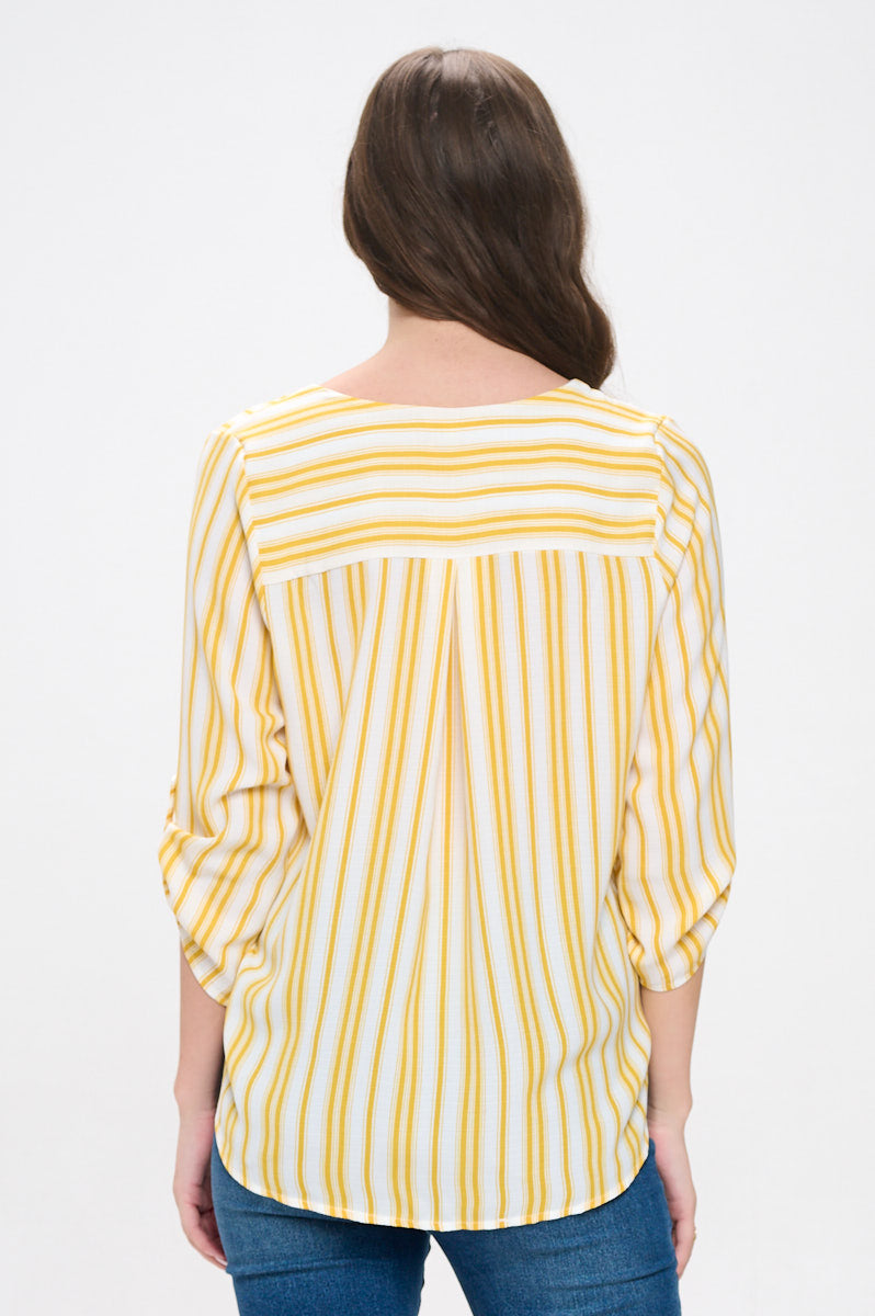 Alexa Surplice Roll Tab Blouse