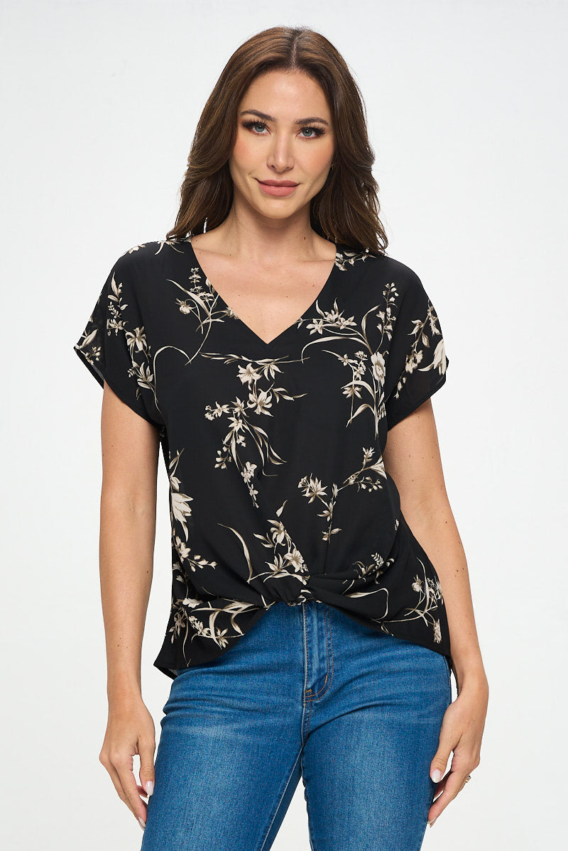 Leah Short Sleeve Woven Top