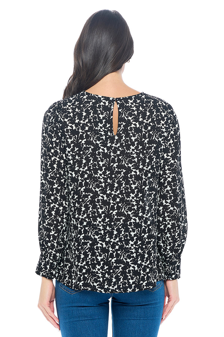 Malaya Long Sleeve Printed Blouse with Wide Cuff