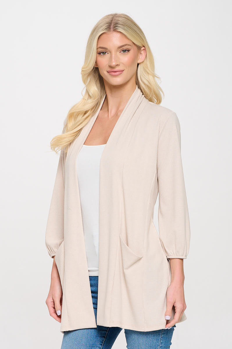 Carly Ribbed Knit Cardigan with Pockets