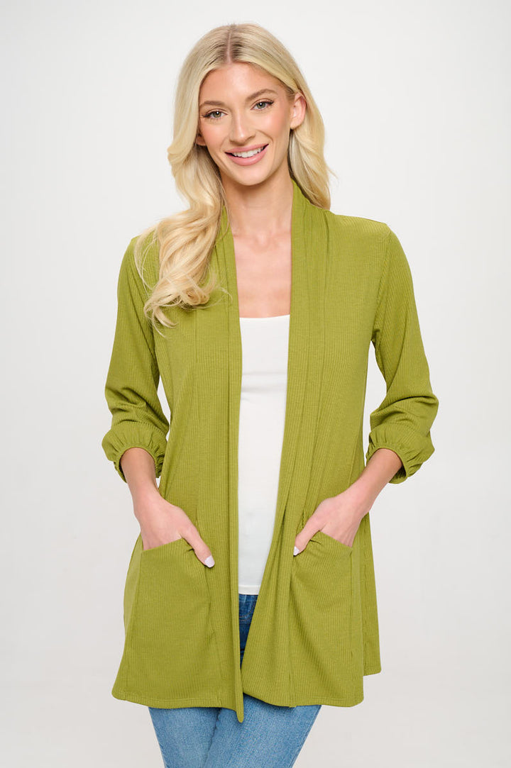 Carly Ribbed Knit Cardigan with Pockets