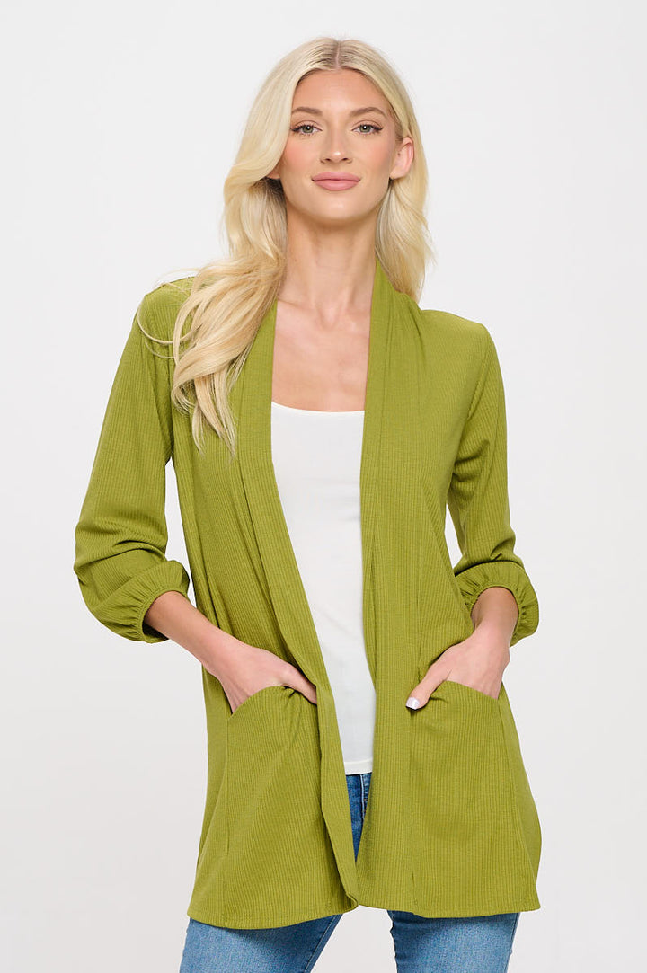 Carly Ribbed Knit Cardigan with Pockets