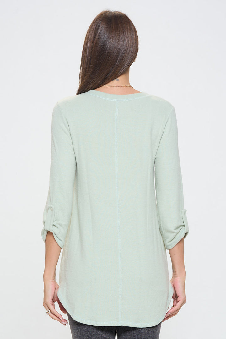 Nora Ultrasoft V-neck Tunic with Long Sleeves and Front Seam Detail