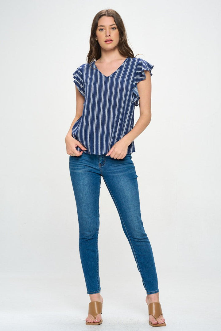 Nicole V-neck Flutter Sleeve Top