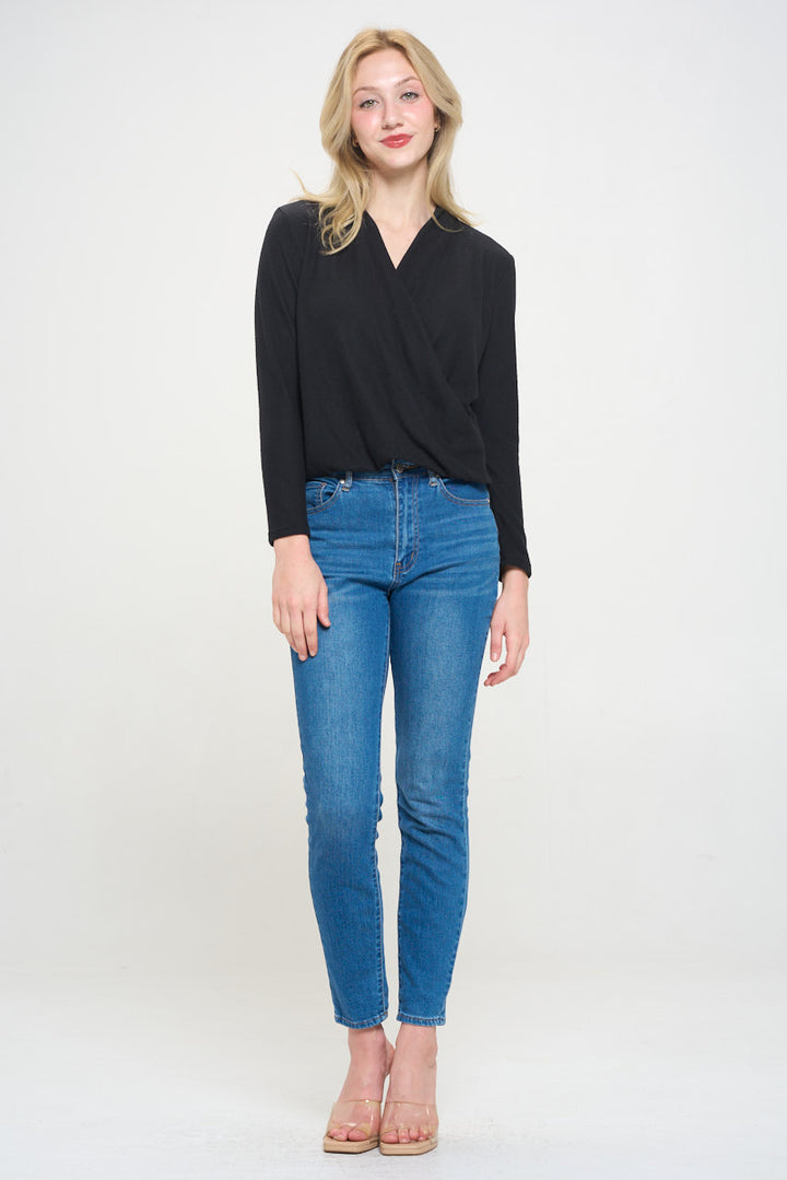 Tessa Long Sleeve Surplice Knit Top