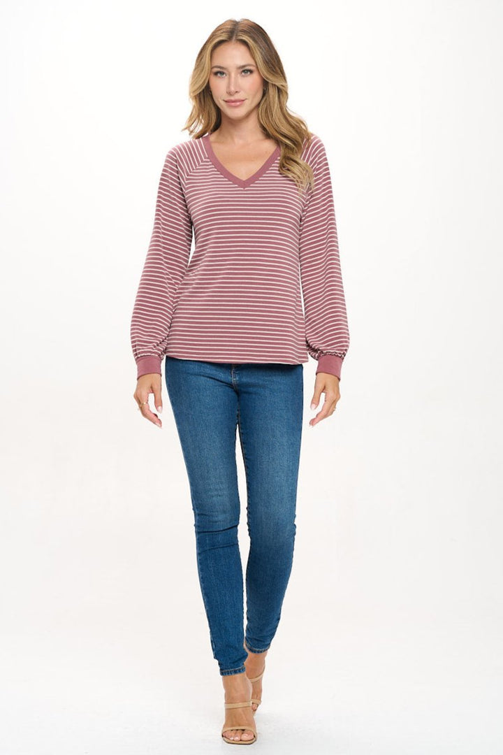 Demi Raglan Long Sleeve V-neck Pullover