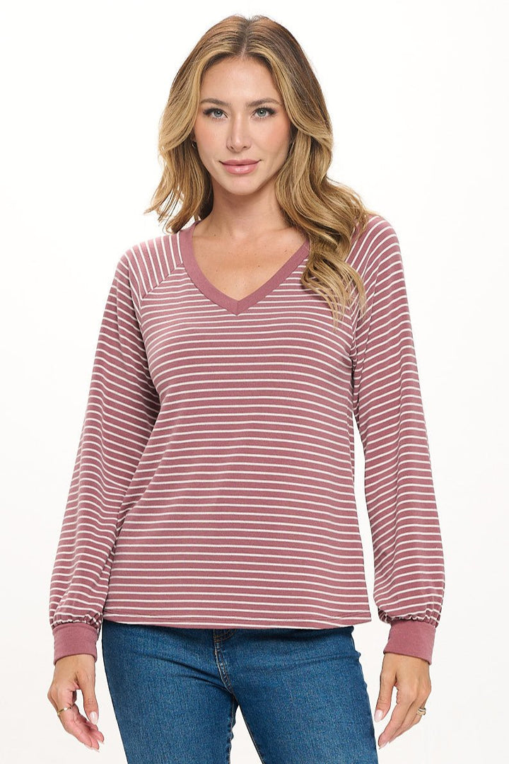 Demi Raglan Long Sleeve V-neck Pullover