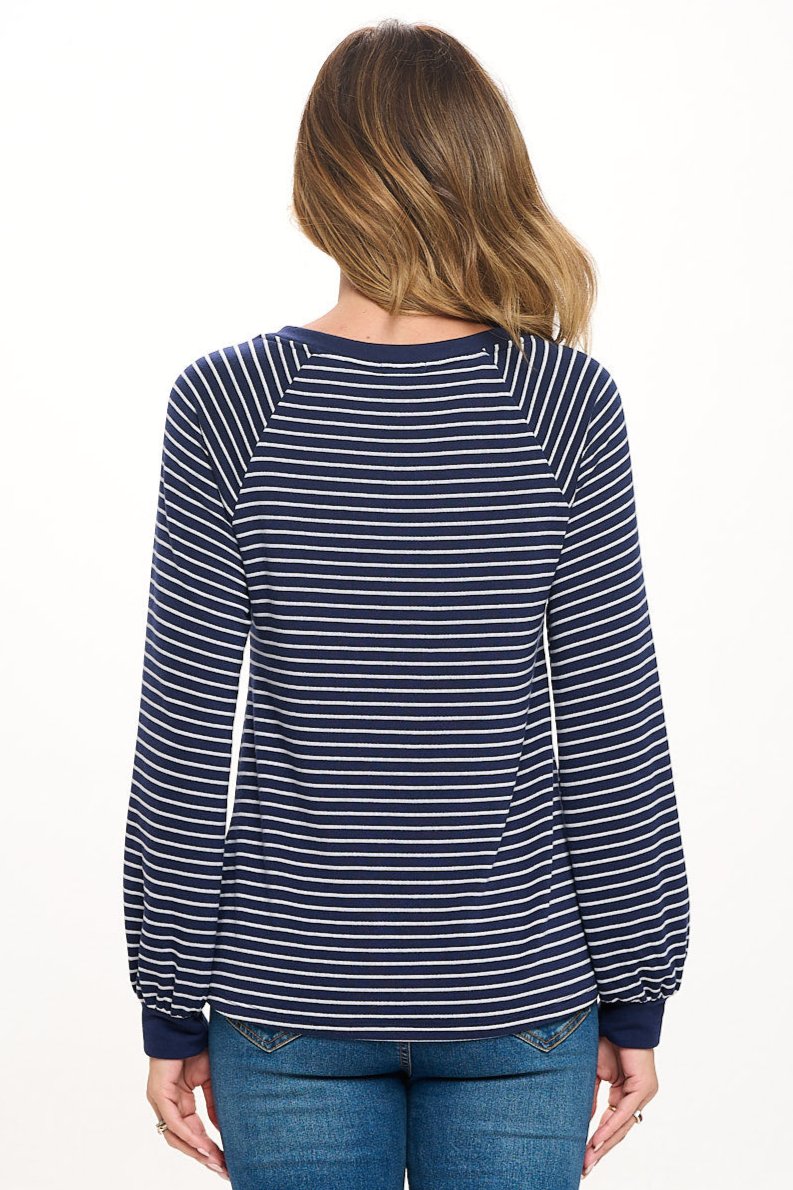 Demi Raglan Long Sleeve V-neck Pullover