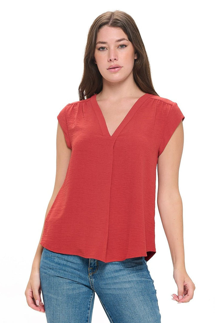 Olivia Cap Sleeve V-Neck Top