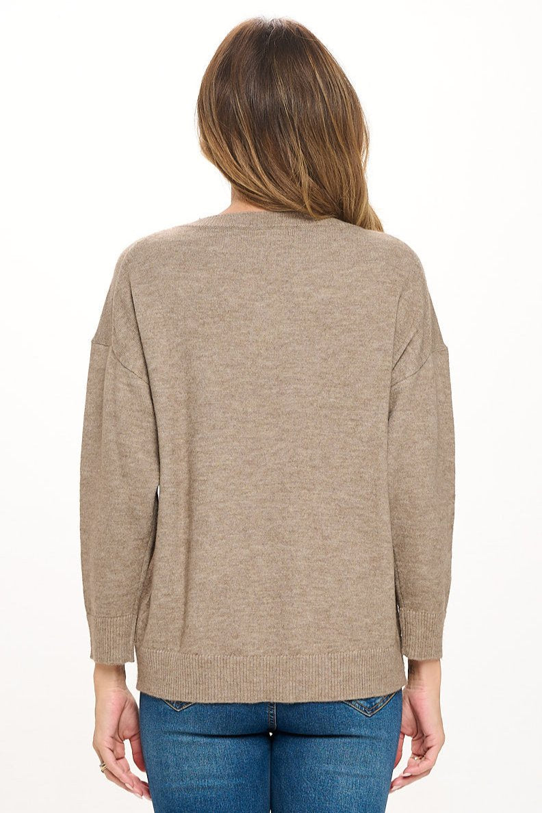 Beatrice Long Sleeve Oversize V-Neck Sweater