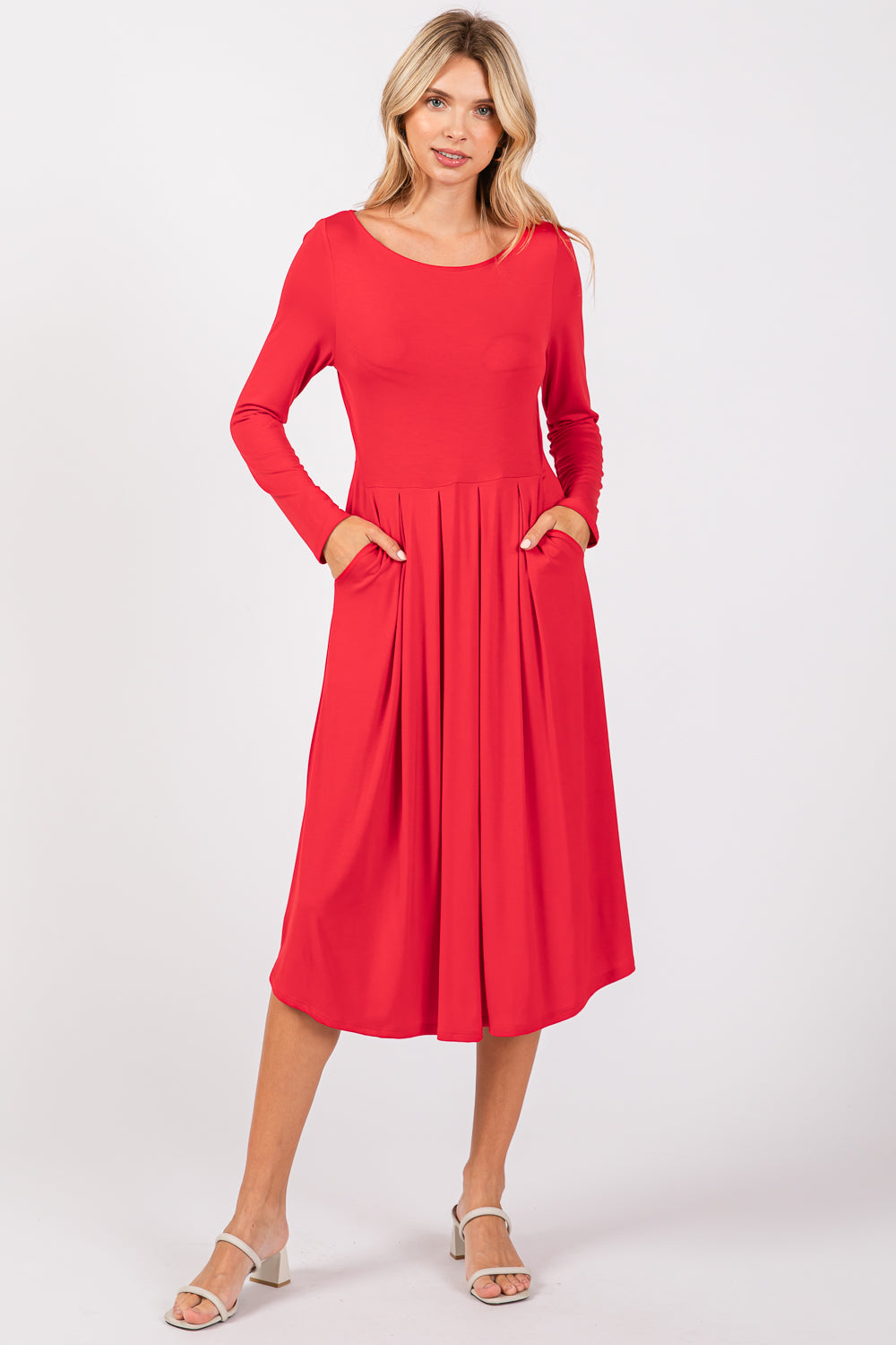 Charlee Long Sleeve A-line Knit Dress with Pockets