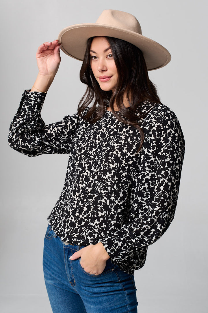 Malaya Long Sleeve Printed Blouse with Wide Cuff