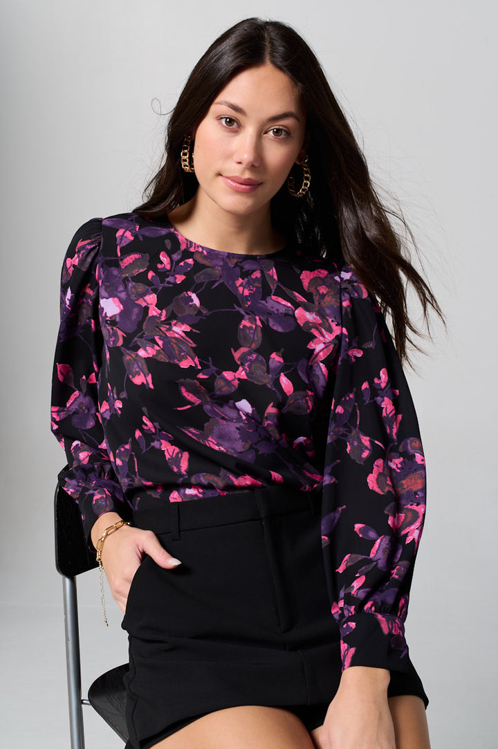 Malaya Long Sleeve Printed Blouse with Wide Cuff