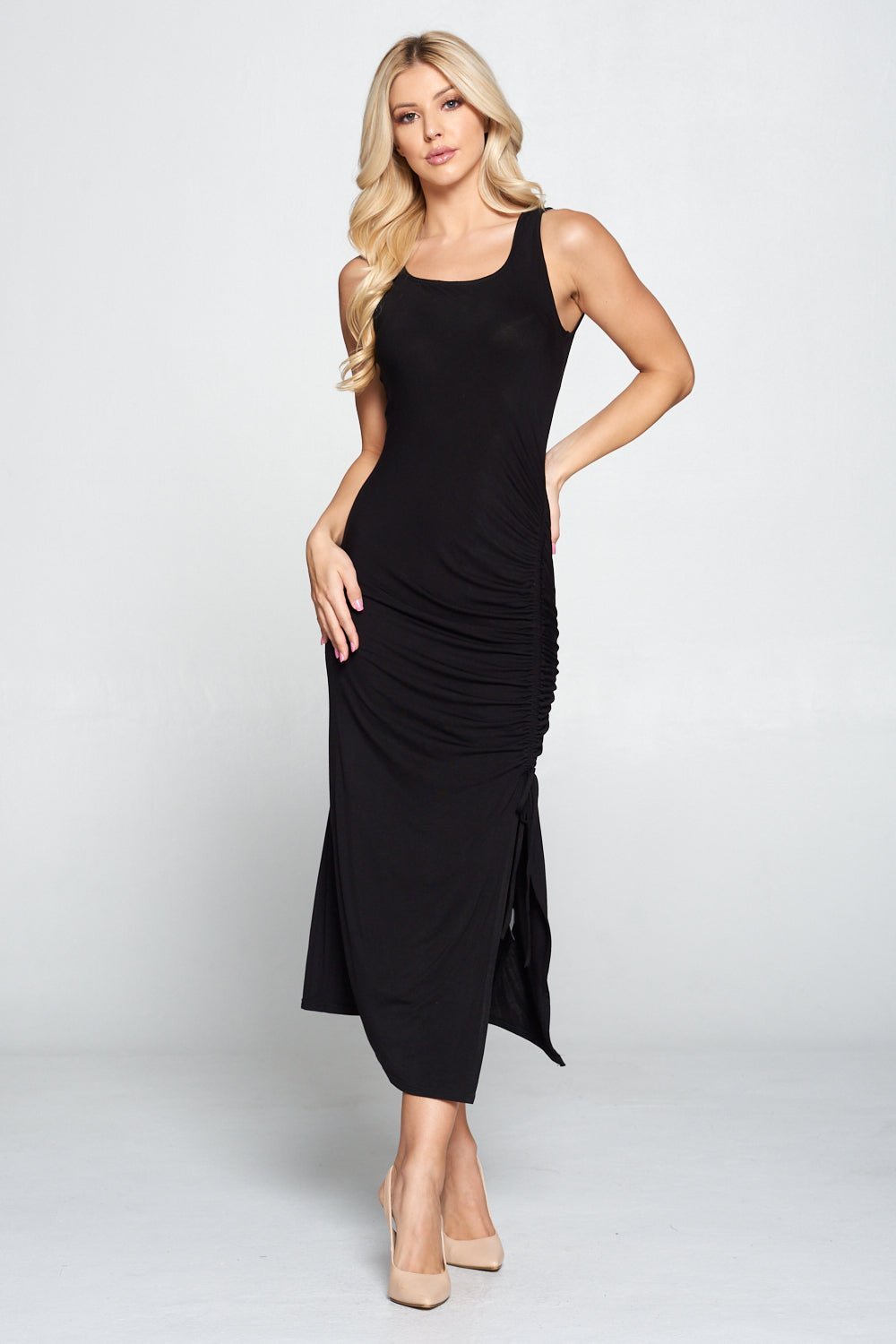 Image of West K Adalyn Ruched Tank Dress Black